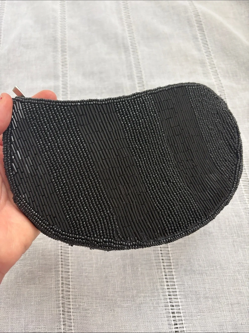 Vintage Y2k Evening Black Beaded Wristlet Clutch